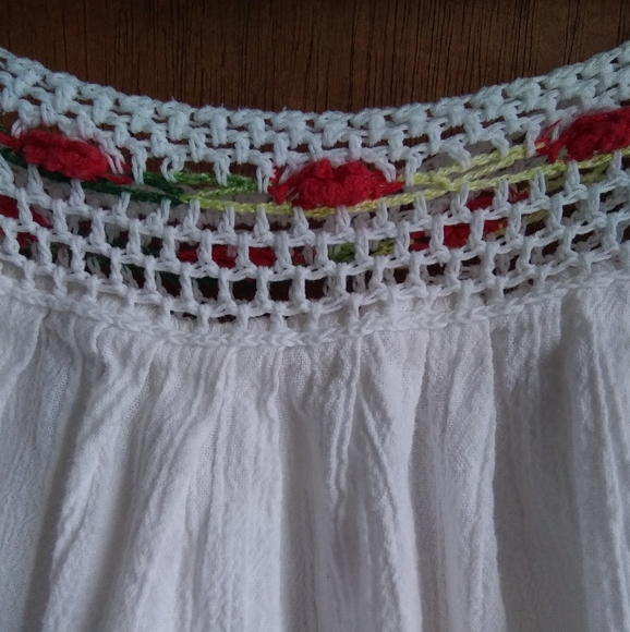 Boho Blouse with 3/4 Sleeves and Crocheted Neckline - Picture 2 of 4